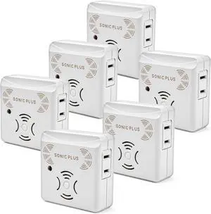 Sonic Plus Ultrasonic Pest Repeller, Plugs in with extra Outlets Indoor Use - Insect Repellent - Bug Repellents for Home Defense - Protect Against Rodents & Insects, Chemical Free(6 Pack White)