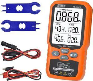 FT-2000W Solar Panel Tester MPPT Meter - 2000W Max Power, 150V/35A PV Module Tester for Voc/Isc, Open Circuit Voltage & Short Circuit Current, with Backlight & Data Hold