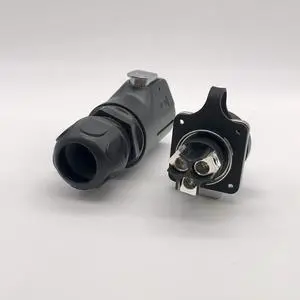 3 Pin 50Amp Power Industrial Circular Connector, Male Plug & Female Panel Mount Receptacles Socket Jack, Rated 50amp, Outdoor Waterproof IP67, Easy Plug and Pull, Screw Locking Termination