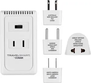Voltage Converter and Universal Travel Adapter, European Travel Plug Adapter, Univerasal Adapter Plug Converter for Travel, 6 Piece Set
