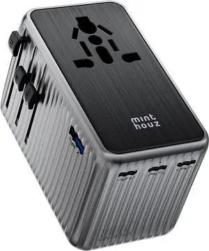 Universal Travel Adapter, International 140W Power Adapter GaN PD Fast Charger with 3 USB-C PD & 1 USB-A Port, All-in-One Port AC Worldwide Power Converter Plug for USA EU UK AUS and More