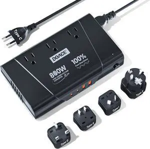 800W Pure Sine Wave Voltage Converter US to Europe- 220V to 110V Converter for European Travel, Step Down Transformer w/ 35W PD USB for Hair Straightener Curler CPAP Toothbrush Laptop Cell Phone