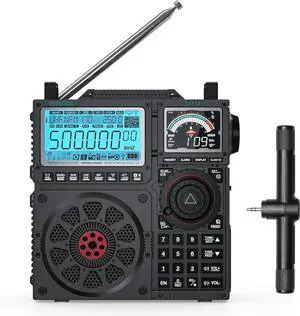 RF919 SSB Shortwave Radio with NOAA Weather Band, Full Band FM AM SW VHF UHF AIR CB WB and SSB Receiver, with Antenna Tuner, 3 External Antenna Ports, 5000mAh Recharge Battery (Black)