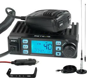 MB1 40 Channel CB Radio, Noise Cancellation Long Range Mobile Radio, with CB Antenna and Cigarette Lighter, Emergency Channel 9/19, 7-Color Screen, Auto-Scan, External Speaker Jack for Trucker
