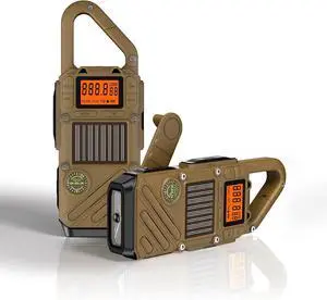 Walkie Talkies for Adults Recharge, FM/NOAA Emergency Radios with Weather Alerts, LED Flashlight & SOS Alarm, Solar Powered Hand Crank 2 Way Radios Walkie Talkie Hand Crank Long Range