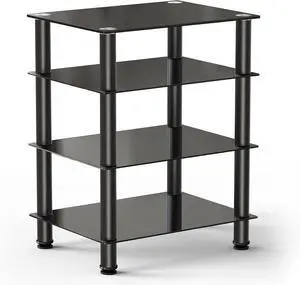 4-Tier Media Stand Audio/Video Component Cabinet with Glass Shelf for/ TV/Xbox One/PS4 AS406001GB