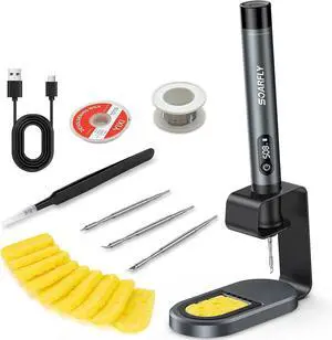 Cordless Solde Iron Kit with LED Display, 7s Fast Heat-up, 392842°F Adjust Temp, Auto Sleep, 3 C210 Tips, USB-C Port Solde Pen for Precision Repair & DIY