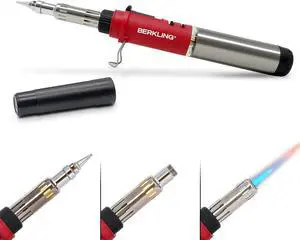 BSG-668 Premium Butane Solde Iron - Port Cordless Adjust Micro Solder Torch Gun for Electronics, Jewelry, Welding & Brazing - Pro Grade Includes Plated Copper Tip + Stand (RED)