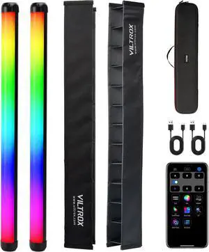 2 Pack 20W RGB Light Stick Wand, 1920LM LED 2500K-8500K Photography Lighting Tube, Smphone App 26 Lights Effect for Video Conference Shooting YouTube Studio, Live Game Streaming, Vlogg