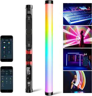 GVM BD25R RGB Tube Light, 25W Handheld Wand Light, 24" Full Color LED Video Light, 2700-10000K, APP/DMX Control for Photography, Studio, 12 Scene Effects, MESH Networking
