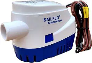 Automatic Bilge Pump for Boats 1100 GPH (1-1/8" Hose Outlet) 12 Volt Auto Bilge Pump with Built-In Float Switch