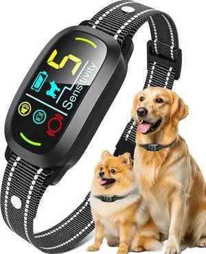 Smart AI Bark Collar for Large Medium Small Dogs, Anti Barking Device with 5 Training Modes, Exclusive Forced Bark-Stopping, Rechargeable IP67 Waterproof Bark Collar with 5 Sensitivity (Black)