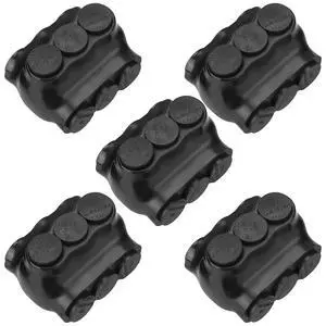 5 Pack 3 Port Insulated Wire Connectors Black Multi Aluminum Inline Splice Tap Connector Pre-lled Oxide Inhibitor Dual Sided Entry for Residential Wiring Applications, Ul Listed (2/0-6 AWG)