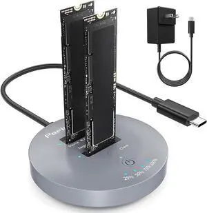 M.2 NVMe SSD Cloner Dock,10Gbps Dual-Bay NVMe to USB Enclosure,Supports Offline Clone,UASP,USB 3.2 Gen 2 SSD Enclosure Adapter,M.2 Docking Station for SSDs Size 2230/2242/2260/2280/22110,Support 2x8TB