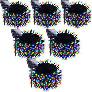 Solar Christmas Lights Outdoor 6 Pack 240FT 600 LED Solar String Lights with 8 Lighting Modes Waterproof Fairy Tree Lights for Yard Garden Patio Tree Christmas ration (Multicolor)