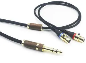 Replacement Audio Upgrade Cable Compatible with Audeze LCD-2 LCD-4 LCD-3 LCD-X LCD-XC, MM-500 Headphone 6N OCC Copper Silver Plated Cord with 6.35mm Adapter Walnut Wood Shell