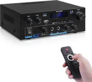 Bluetooth Amplier AK-55 Plus Stereo Receivers Amp 2.0 Channel RMS 70W x2 Mini Power Amplier Home Audio for Speakers with TPA3116D2 Chips, BT/USB/AUX,Optical & Coaxial Inputs, FM Radio, MIC/Echo