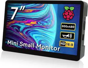 7 Inch Raspberry Pi Screen 800x480 Small HDMI Monitor with Case, LCD Screen Display for Raspberry Pi 5/4/3/2/ Jetson Nano Win11/10/8/7, Dual Speakers, Non-Touch