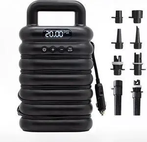 Paddle Board Pump, SUP Electric Pump, 20PSI High Pressure Portable Air Pump with Inflation & Auto-Off, Deflation Function, 12V DC Car Connector for Inflatables, Paddle Board, Boats, Kayaks