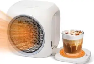 Upgraded Space Heater & Coffee Mug Warmer, Space Heater for Indoor Use with Thermostat, 3 Modes, 800W Portable Electric Heater for Bedrooms, Ofces, Home