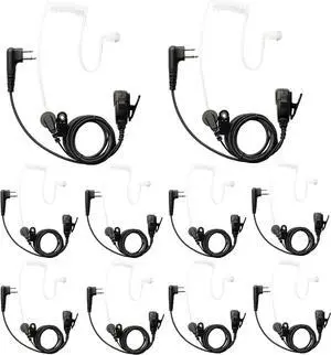 10 PCS CP200D RDM2070D Surveillance Earpiece Compatible with Motorola Radio CLS1410 CLS1110 CP200 GP300 GP2000 Walkie Talkie Radio with PTT Mic Tansparent Acoustic Tube Headset