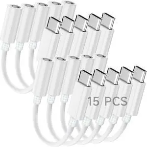 USB C to 3.5mm Headphone Jack Adapter for iPhone 15/16 Pro/Max, Hi-Res Audio DAC Dongle, 3.5mm Aux Cord Converter for Galaxy, iPad, Car, USB-C Devices 15Pack USB C to 3.5mm Headphone Jack Adapter for iPhone 15/16 Pro/Max, Hi-Res Audio DAC Dongle, 3.5mm Aux Cord Converter for Galaxy, iPad, Car, USB-C Devices 15Pack