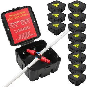 Open Splice Junction Box (12 Pack), One-Piece Junction Box Splice Box. Repair Open Splices, 5 Second Installation Splice Box, Electrical Junction Box, Wire Junction Box