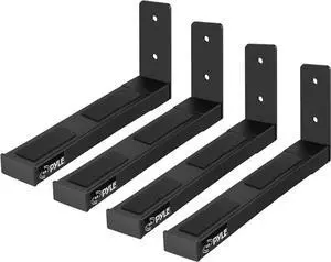 Adjustable Speaker Wall Mount Brackets - 2 Pack (4 Brackets) Extendable Steel Arms for Center Channel, Small or Large Speakers & Soundbars - 110 lbs Capacity, 6.7-11.8" Depth (Black)
