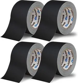 4 Pack Black Grade Gaffer Tape 4 Inch x 30 Yards, Floor Tape for Electrical Cords Cable Tape, Waterproof Rubber Adhesive No Residue Non-Reflective Matte nish Gaff Tape, Multipurpose Gaffers Tape