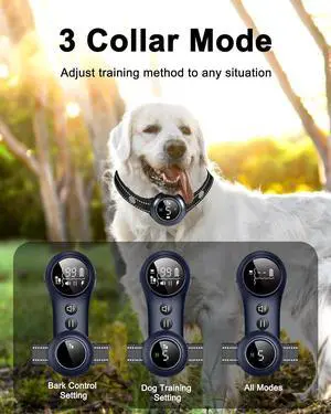 2-in-1 Dog Shock Collar & Dog Bark Collar - Rechargeable Dog Training Collar with Remote Control for 5-150 lbs, Dog Collars 5 Sensitivity Levels, IP67 Waterproof for Large Medium Small Dogs