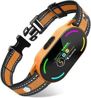 Dog Bark Collar, Rechargeable Smart Collar, with 4 Adjustable Modes Beep Vibration and 5 Adjustable Sensitivities, Bark Collar for Large Medium Small Dogs (Orange+Black)
