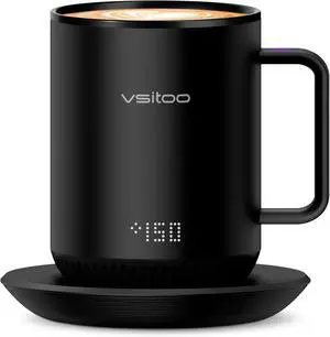S3 12oz Heated Mug - Temperature Control Smart Mug with Mug Warmer, Perfect for Espresso, Auto-Sensing AI Heats Drinks to 120-150°F Hands-Free.Ideal for Home/Ofce/GiftsBlack