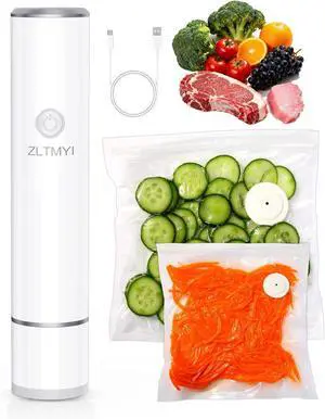 Handheld Vacuum Sealer for Food, Compact Portable Food Saver Pump with 30 BPAFree Reusable Vacuum Bags Type-C Rechargeable, Ideal for Sous Vide, Meal Prep, Leftovers & Freezer Storage