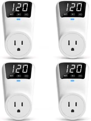 Surge Protector, 1800W Wall Surge Protector for Refrigerator, TV, PC, Home Appliance, Voltage Regulator with LED Display Screen, Adjustable Voltage Protector, 15A, 120V, 4 Pack