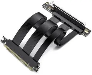 PCIe 5.0 Riser Cable | RTX5090 RTX4090 RX9070 RX7900 GPU Ready | Compatible with PCIe 5.0/4.0 GPU | 90 Degree Right Angle for Vertical GPU Mount| Flexible PVC Gpu Riser Cable 200mm Black