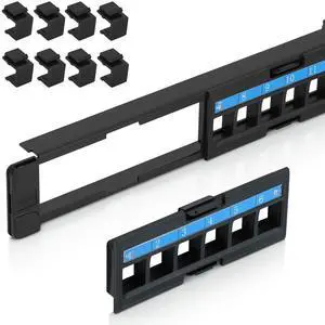 Everest 24 Port Keystone Patch Panel (4-Pack) - Removable 6-Port Panels - Use with Slim Prole Keystones ONLY (Wider Jacks May not t Side by Side)