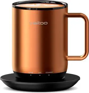 S3 Plus 14oz Heated Coffee Mug - Temperature Control Smart Mug with Mug Warmer, Auto-Sensing AI Heats Drinks to 120-150°F Hands-Free.Ideal for Home/Ofce/GiftsCopper