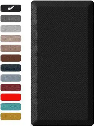 Anti Fatigue Cushioned Mat, 3/4 inch Thick, 20 x 48 Kitchen Mats for Floor, Kitchen Rugs, Waterproof, Comfort Ergonomic Standing Mat for Ofce, Home, Standing, Black Non-Slip Ridged Bottom
