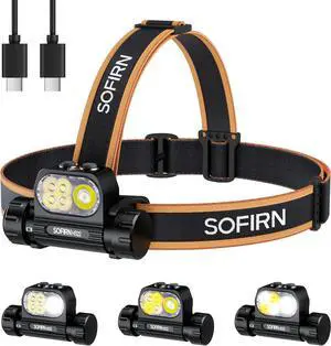 Sorn HS22 Rechargeable Headlamp 2500 Lumen, 2700K-6500K Color Temperature Control, LED High Brightness Head Lamp with Floodlight Spotlight, Waterproof Headlight for Camping, Running, Outdoor Use