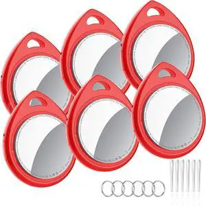 Air Tracker Tags 6 Pack Red, 5.3 Bluetooth Tracker Work with   nd My (iOS Only), 100dB Sound, Smart Tag with Keychain/Lanyard, Item nder for Luggage/Key/Suitcase, Replaceable Battery