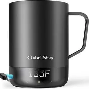 16oz Smart Coffee Mug Warmer - Self-Heating Mug with App Control, 160 Temperature Control, 150-Min Battery, Rechargeable Heated Mug Warmer for Home Ofce, Ideal Gifts for Dad Mom