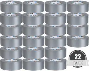 22 Pack Silver Duct Tape Bulk, 2 inch X 660 Yards, Heavy Duty Waterproof, Strong No Residue All-Weather Duct Tape, Tear by Hand, Multi-Use for Indoor & Outdoor Repairs, Industrial, Professional Use