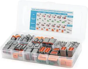 188PCS Deutsch DT Gray Connector Kit with Size 16 Solid Contacts in 2,3,4,6,8 and 12 Pin Congurations, Environmentally Sealed Automotive Electrical Connectors