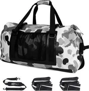 65L Waterproof Duffel Bag for Men and Women - Large Motorcle Duffle Bag with Straps for Back Seat - Roll Top Dry Bag for Kayaking, Rafting, Boating, Swimming, Beach