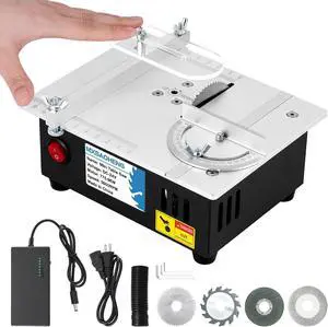 Mini Table Saw S3 Portable Precision Craft Table Saw, 1/2" Adjustable Cut Depth, Seven Speed Adjustable Power Supply, for Small Hobby Woodworking Miniature Wood Craft Cutting