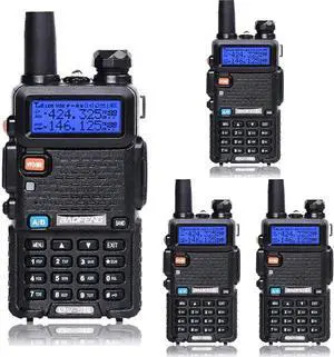 UV-5R Dual Band Two Way Radio Handheld Ham Radio Long Range Walkie Talkies Pack of 4 for Hiking Camping Skng Trip (Black)