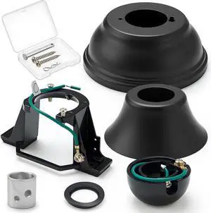 5 Pcs Fan Sloped Ceiling Kit Black Ceiling Fan Mounting Bracket Sloped Cathedral Canopy Bracket for Living Room Outside Patio Porch with Mounting Hardware