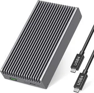 Fanless Speedy 40Gbps M.2 NVMe SSD Enclosure, USB4/Thunderbolt 4 Aluminum External NVMe Enclosure with nned Dustproof Cooling Design, Supports M.2 PCIe SSD up to 8TBSilver (Gray)