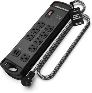 Surge Protector Power Strip Pro MI w/ 1960 Joules Rating  8-Outlet, 2 USB-A with Extension Cord  reproof MOV, Dual Mode, Clean Power for Recording & Production Gear (15FT Cord, Black)