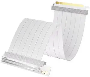 String PCIe 5.0 Riser Cable 200mm White, 128GB/s Extreme Bandwidth for Vertical GPU Mount, Compatible with PCIe 4.0, Supports RTX4090/5070/5080/5090RX, 9070XT/7900XT